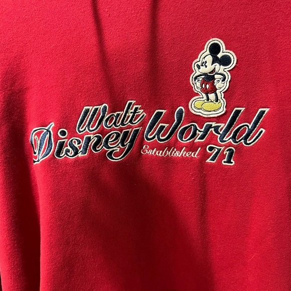 Disney Red Hoodie Sweater, adult small, Mickey Mouse, EUC, Epcot, classic - Picture 6 of 7